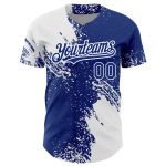 Custom Name Number Baseball Jersey - Personalized White 3D Pattern Abstract Brush Stroke Design Personalized White Royal