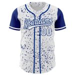 Custom Name and Number Baseball Jersey - Personalized White 3D Pattern Ink Splatter Design - Authentic Team Apparel Personalized