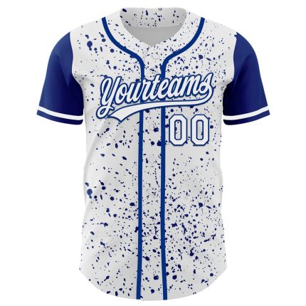 Custom Name and Number Baseball Jersey - Personalized White 3D Pattern Ink Splatter Design - Authentic Team Apparel Personalized