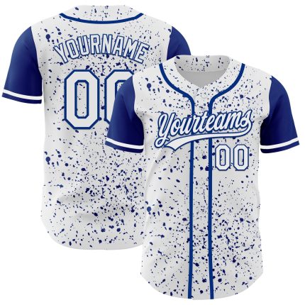 Custom Name and Number Baseball Jersey - Personalized White 3D Pattern Ink Splatter Design - Authentic Team Apparel Personalized