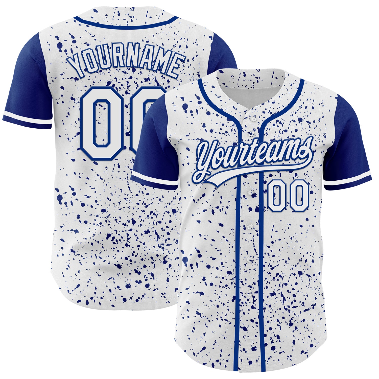 Custom Name and Number Baseball Jersey - Personalized White 3D Pattern Ink Splatter Design - Authentic Team Apparel Personalized