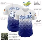 Custom Name and Number Personalized Baseball Jersey - White Royal Gradient 3D Pattern Square Shapes Design Personalized White