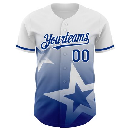 Custom Name and Number Baseball Jersey, Personalized White 3D Gradient Twinkle Star Design - Authentic Team Apparel Personalized