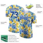 Custom Name and Number Hawaii Tropical Palm Leaves Lemon Performance T-Shirt Personalized White Royal 3D Pattern Design Personalized