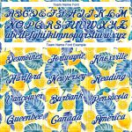 Custom Name and Number Hawaii Tropical Palm Leaves Lemon Performance T-Shirt Personalized White Royal 3D Pattern Design Personalized