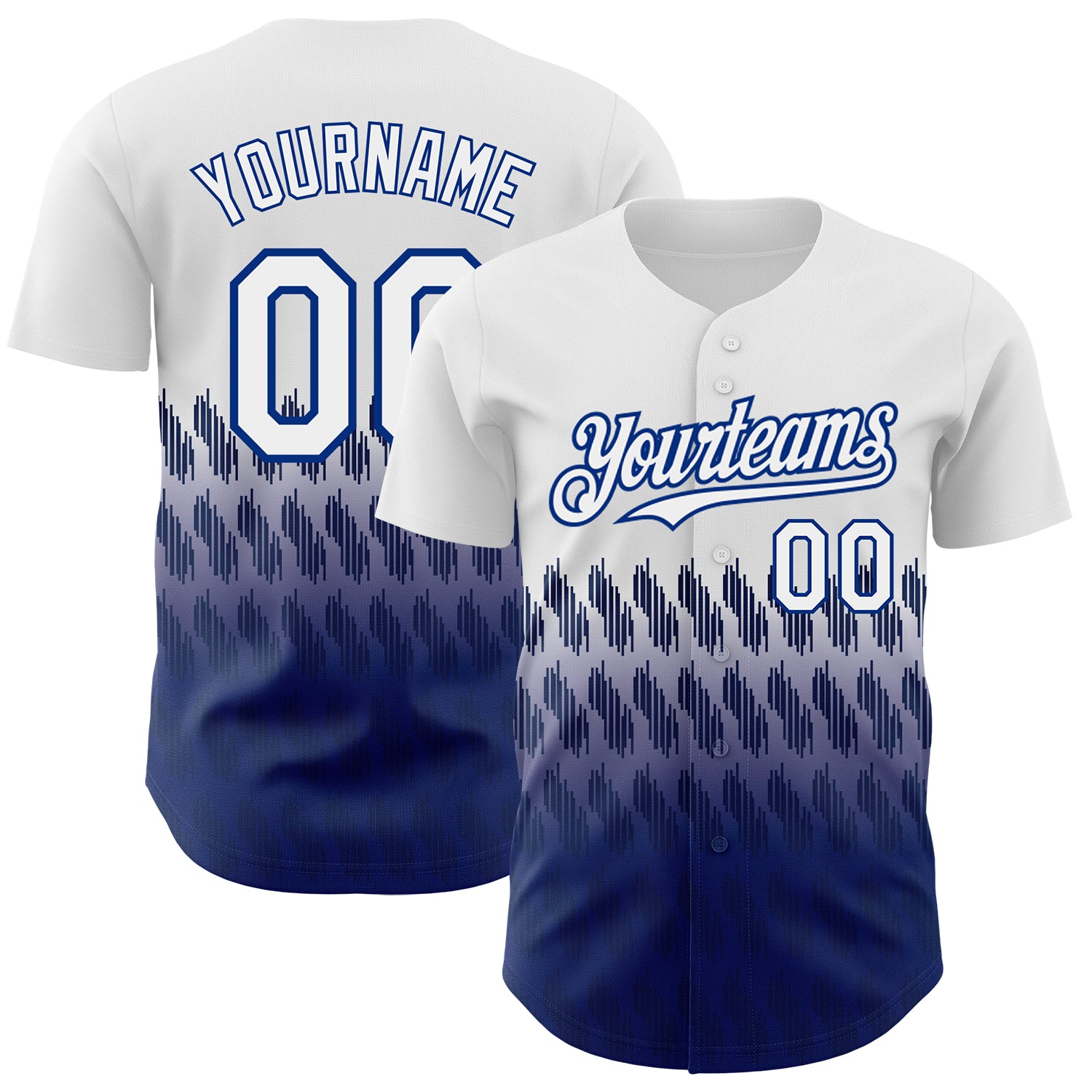 Custom Name and Number Authentic Baseball Jersey with Personalized White Royal 3D Pattern Design Lines Personalized White