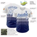 Custom Name and Number Authentic Baseball Jersey with Personalized White Royal 3D Pattern Design Lines Personalized White