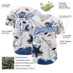 Custom Sailing Boats Baseball Jersey - Personalized White Royal 3D Pattern Design with Team Name and Number Personalized