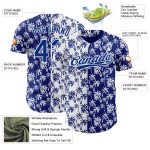 Custom Name and Number Tropical Hawaii Palm Trees 3D Pattern Baseball Jersey - Personalized White Royal Design Personalized