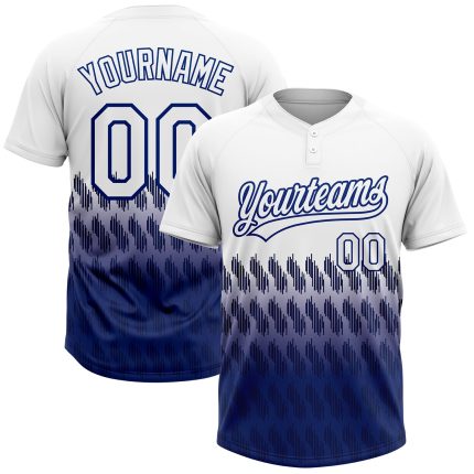 Custom Name Number Softball Jersey Unisex Two-Button Royal White 3D Pattern, Personalized Team Apparel Personalized White