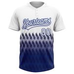 Custom Name Number Softball Jersey Unisex Two-Button Royal White 3D Pattern, Personalized Team Apparel Personalized White