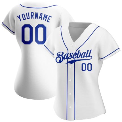 Custom White Royal Baseball Jersey - Personalized Authentic Design Personalized White Royal Authentic Baseball Jersey