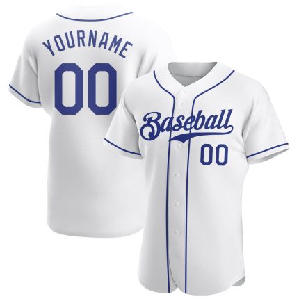 Custom White Royal Baseball Jersey - Personalized Authentic Design Personalized White Royal Authentic Baseball Jersey