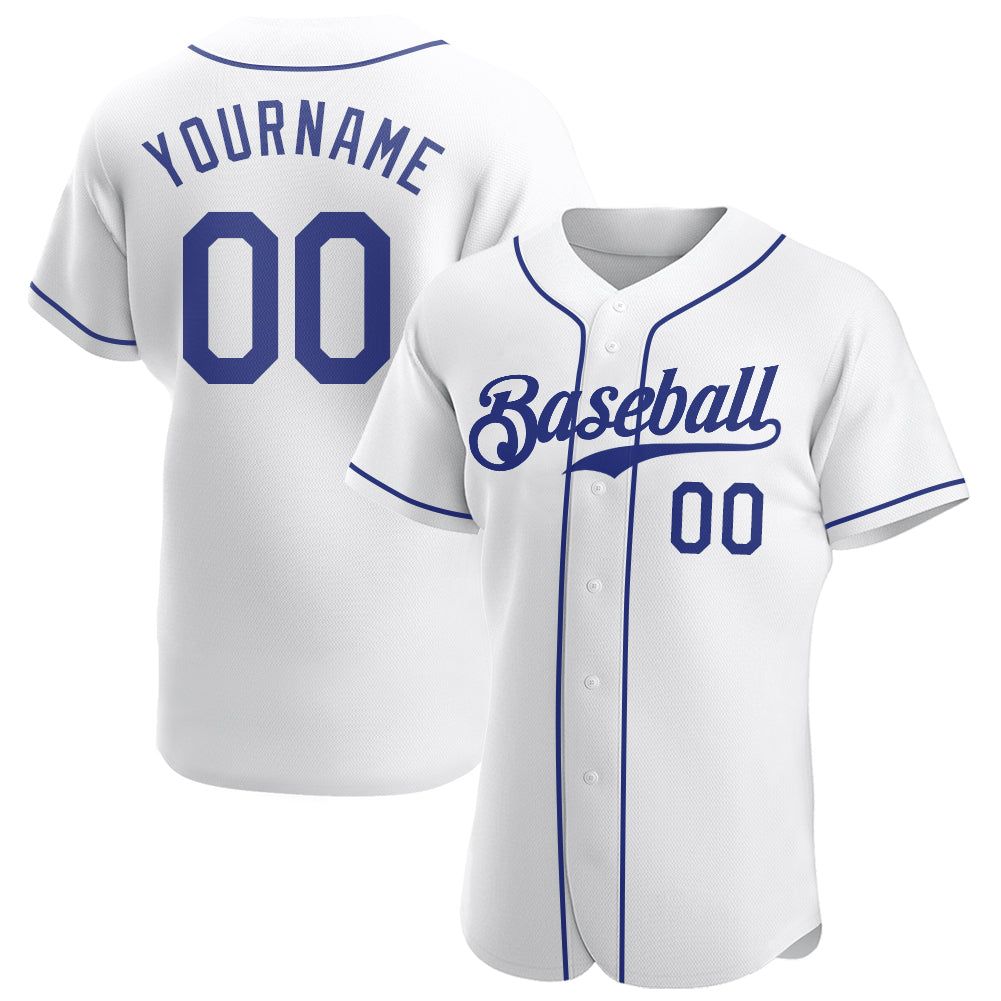 Custom White Royal Baseball Jersey - Personalized Authentic Design Personalized White Royal Authentic Baseball Jersey