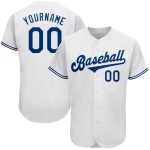 Custom Name and Number Personalized White Royal Authentic Baseball Jersey Personalized White Royal Authentic Baseball Jersey