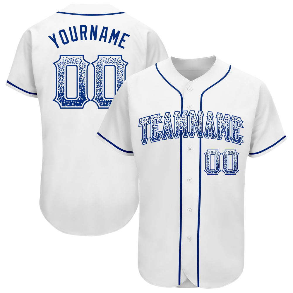 Custom Name and Number Personalized White Authentic Drift Fashion Baseball Jersey Personalized White Royal Authentic Drift