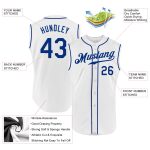 Custom Name and Number Personalized White Royal Baseball Jersey Sleeveless Authentic Team Apparel Personalized White Royal
