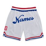 Custom Name Number Personalized Authentic Basketball Shorts White Royal Throwback Personalized White Royal Authentic Throwback