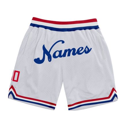 Custom Name Number Personalized Authentic Basketball Shorts White Royal Throwback Personalized White Royal Authentic Throwback