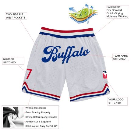 Custom Name Number Personalized Authentic Basketball Shorts White Royal Throwback Personalized White Royal Authentic Throwback