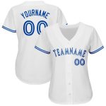 Custom Name and Number Personalized Royal Baseball Jersey - White Team Jersey Personalized White Royal Baseball Jersey Team