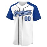 Custom Name and Number Personalized Baseball Jersey - White Royal-Black Authentic Raglan Sleeves Personalized White Royal-Black