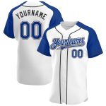 Custom Name and Number Personalized Baseball Jersey - White Royal-Black Authentic Raglan Sleeves Personalized White Royal-Black