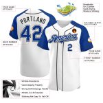 Custom Name and Number Personalized Baseball Jersey - White Royal-Black Authentic Raglan Sleeves Personalized White Royal-Black