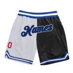Custom Team Name and Number Basketball Shorts - Personalized White Royal Black Authentic Throwback Fashion Personalized White
