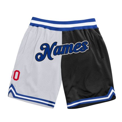 Custom Team Name and Number Basketball Shorts - Personalized White Royal Black Authentic Throwback Fashion Personalized White