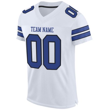 Personalized Authentic Football Jersey - White Royal-Black Mesh Design Personalized White Royal-Black Mesh Authentic Football