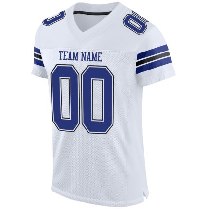 Custom Football Jersey with Personalized Name and Number - White Royal-Black Mesh Authentic Design Personalized White Royal-Black