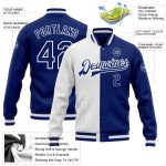 Custom Name Number Bomber Jacket for Team - Personalized White Varsity Letterman Full-Snap Fashion Jacket Personalized White