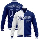 Custom Name Number Bomber Jacket for Team - Personalized White Varsity Letterman Full-Snap Fashion Jacket Personalized White
