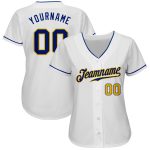 Personalized Authentic Baseball Jersey in White with Royal-Gold Detailing Personalized White Royal-Gold Authentic Baseball