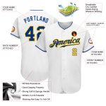 Personalized Authentic Baseball Jersey in White with Royal-Gold Detailing Personalized White Royal-Gold Authentic Baseball