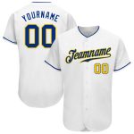 Personalized Authentic Baseball Jersey in White with Royal-Gold Detailing Personalized White Royal-Gold Authentic Baseball