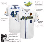 Custom Name & Number Authentic Baseball Jersey - Personalized White Royal-Gold Team Jersey Personalized White Royal-Gold