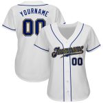 Custom Name & Number Authentic Baseball Jersey - Personalized White Royal-Gold Team Jersey Personalized White Royal-Gold