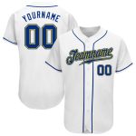 Custom Name & Number Authentic Baseball Jersey - Personalized White Royal-Gold Team Jersey Personalized White Royal-Gold