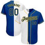Custom Name and Number White Royal-Gold Baseball Jersey - Personalized Authentic Split Fashion Team Jersey Personalized White