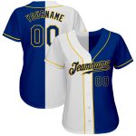 Custom Name and Number White Royal-Gold Baseball Jersey - Personalized Authentic Split Fashion Team Jersey Personalized White