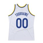 Personalized Gold Royal Authentic Basketball Jersey - White Throwback Style Personalized White Royal-Gold Authentic Throwback