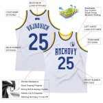 Personalized Gold Royal Authentic Basketball Jersey - White Throwback Style Personalized White Royal-Gold Authentic Throwback