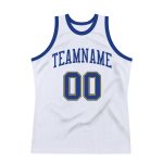 Custom Name and Number Authentic Throwback Basketball Jersey - Personalized White Royal-Gold Team Jersey Personalized White