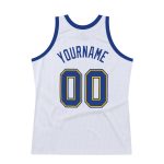 Custom Name and Number Authentic Throwback Basketball Jersey - Personalized White Royal-Gold Team Jersey Personalized White