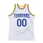 Personalized Gold Royal Authentic Basketball Jersey - White Throwback Style Personalized White Royal-Gold Authentic Throwback