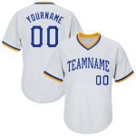 Custom Name and Number White Gold Rib-Knit Baseball Jersey Shirt - Personalized Authentic Throwback Team Gear Personalized