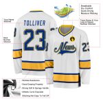 Personalized Royal-Gold Hockey Jersey for Custom Team Apparel Personalized White Royal-Gold Hockey Jersey