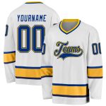 Personalized Royal-Gold Hockey Jersey for Custom Team Apparel Personalized White Royal-Gold Hockey Jersey